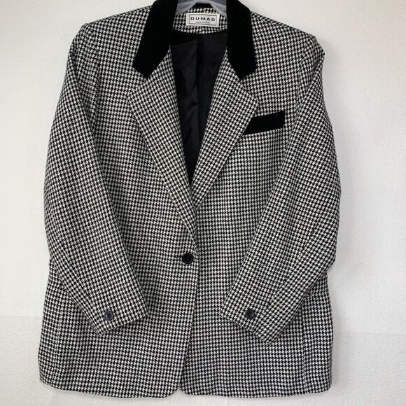 Vintage Dumas Blazer Jacket Women 14 Houndstooth Career Retro Lined Y2K USA Corp - Picture 13 of 14